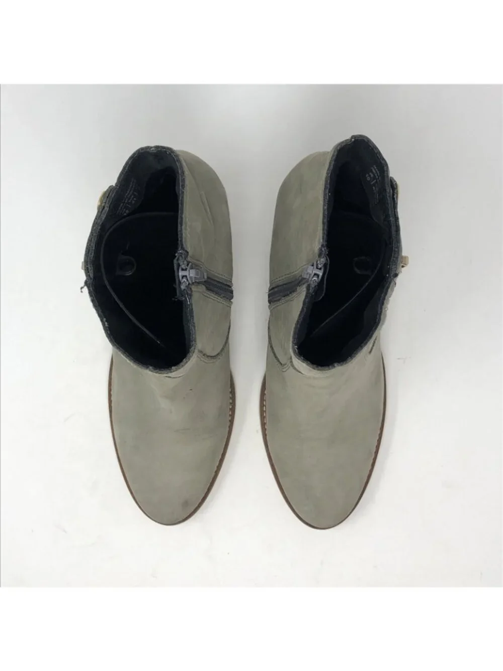 Aldo Boots Womens 10 Olenalla Sage Nubuck Leather Ankle Booties Block High Heel